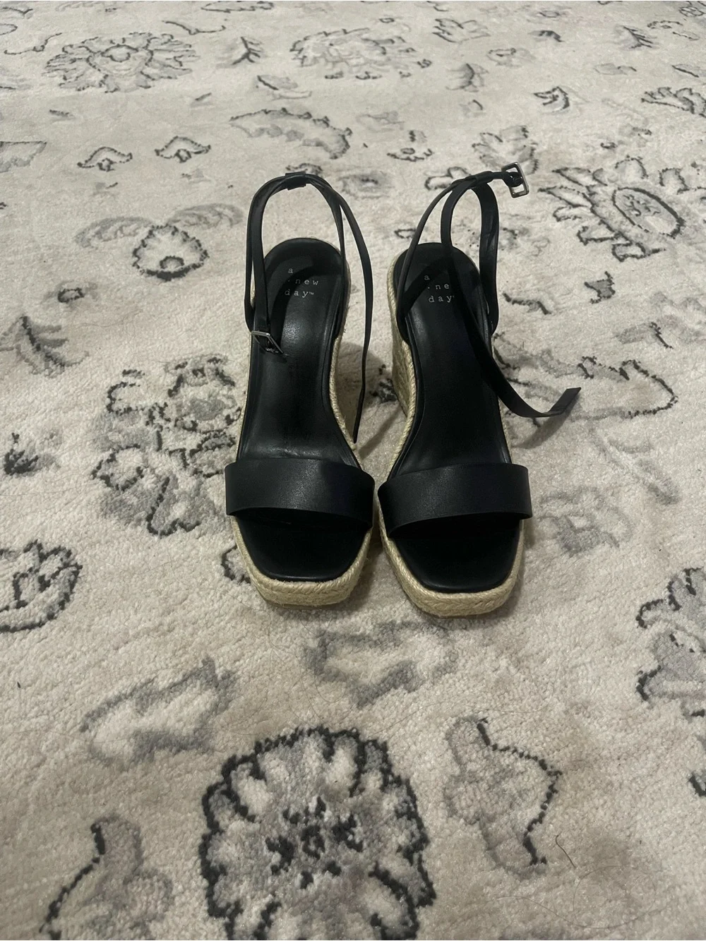 A New Day - Black Espadrille Wedge Sandals